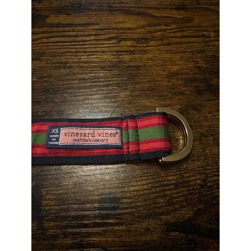 Vineyard Vines Grosgrain Ribbon Stripe D-Ring Belt Pink Green Navy 36 inches
